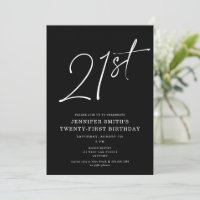 Modern Chic Script Twenty-One 21st Birthday Party