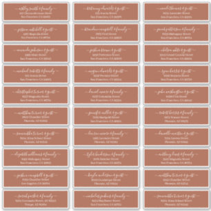 Modern Chic Script Wedding Guest Names Address
