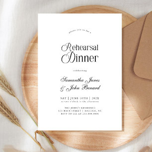 Modern Chic Script Wedding Rehearsal Dinner Invitation