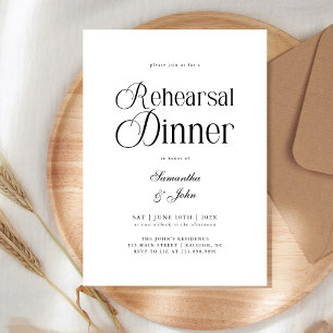Modern Chic Script Wedding Rehearsal Dinner Invitation
