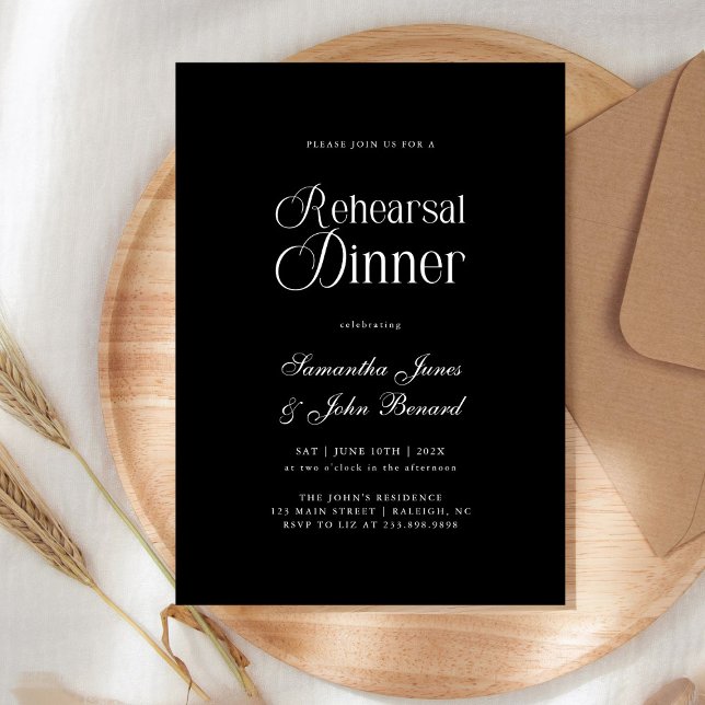 Modern Chic Script Wedding Rehearsal Dinner Invitation (Creator Uploaded)