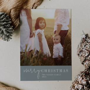 Modern Chic   Seafoam Merry Christmas Photo Holiday Card