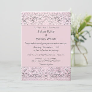 Modern Chic Silver Paisley  Invitation