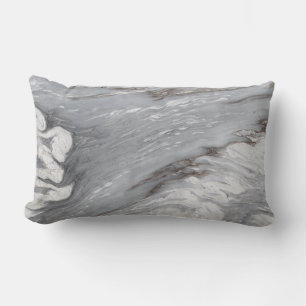 modern chic simple minimalist white grey marble lumbar cushion
