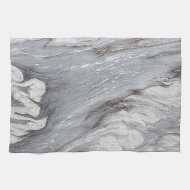 modern chic simple minimalist white grey marble tea towel (Horizontal)