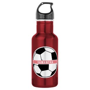 Modern Chic Soccer Ball Girly Pink Sports Monogram 532 Ml Water Bottle