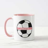 Modern Chic Soccer Ball Girly Pink Sports Monogram