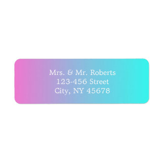 modern chic spring pink turquoise ombre wedding return address label