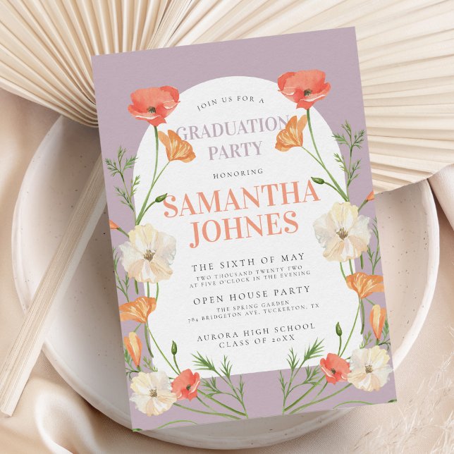 Modern Chic Spring Wildflowers Graduation Party Invitation (Creator Uploaded)