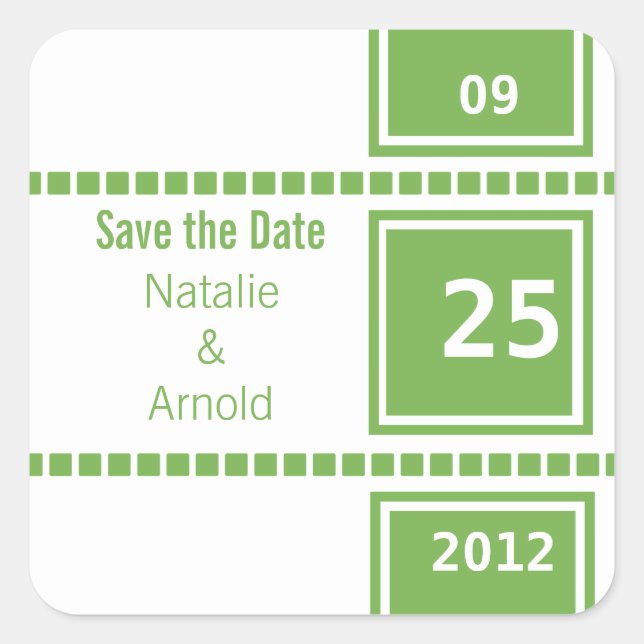 Modern Chic Squares Save the Date Stickers (Front)