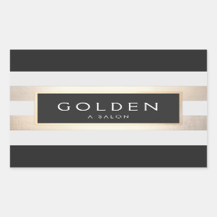 Modern Chic Striped FAUX Gold Foil and Black Rectangular Sticker