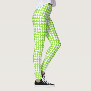 Modern Chic Stylish Green White Pattern Fashion Leggings