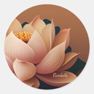 Modern Chic Stylish Lotus Classic Round Sticker