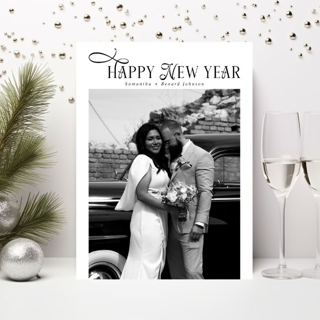 Modern Chic Stylish Photo Collage Happy New Year  Holiday Card (Creator Uploaded)