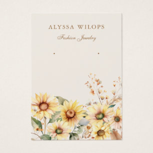Modern chic sunflower floral earring display card
