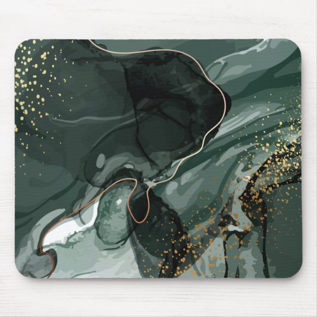 modern chic teal green gold agate marble  mouse pad (Front)