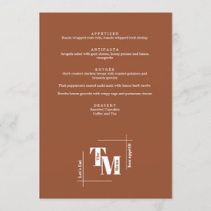 Modern Chic Terracotta Boho Wedding Thank You Note Menu