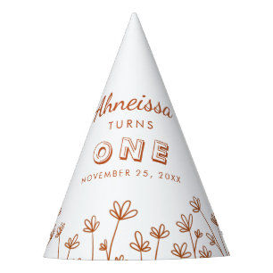 Modern Chic Terracotta Flowers First Birthday Party Hat