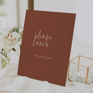 Modern Chic Terracotta Guest Book Wedding Sign