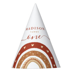 Modern Chic Terracotta Rainbow Boho Birthday Party Hat