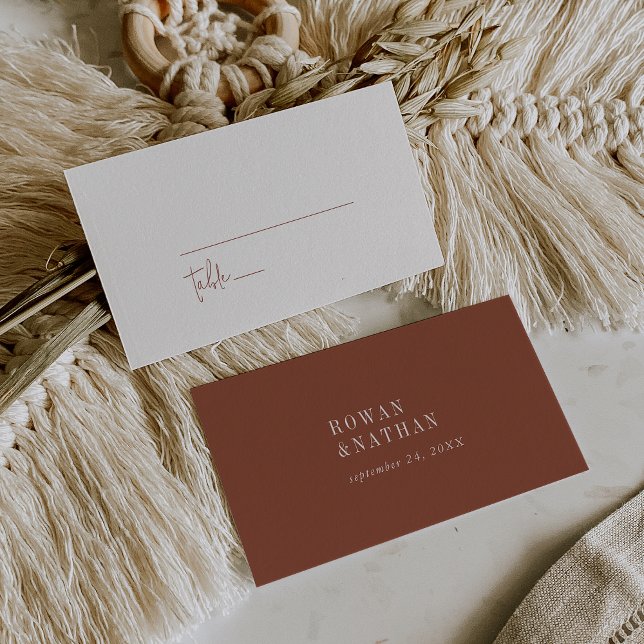 Modern Chic Terracotta Rust Flat Wedding Place Card (Creator Uploaded)