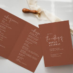 Modern Chic Terracotta Rust Folded Wedding Program<br><div class="desc">This modern chic terracotta rust folded wedding program is perfect for a simple wedding. The desert boho design features rustic unique and stylish bohemian typography in an earthy burnt orange rust colour.</div>