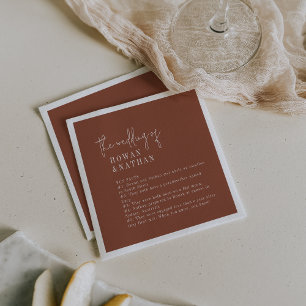 Modern Chic Terracotta Rust Fun Facts Wedding Napkin