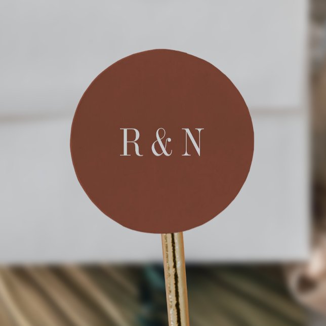 Modern Chic Terracotta Rust Monogram Stickers (Creator Uploaded)