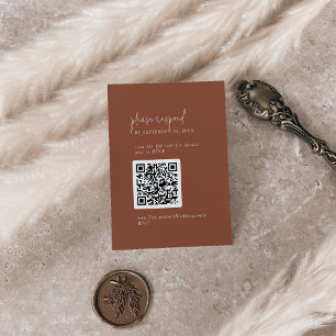Modern Chic Terracotta Rust QR Code RSVP Enclosure Card