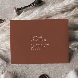 Modern Chic Terracotta Rust Self-Addressed RSVP Envelope
