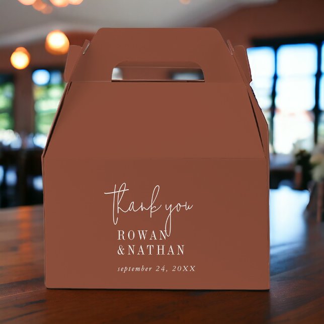 Modern Chic Terracotta Rust Thank You Wedding Favour Box (Creator Uploaded)