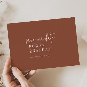 Modern Chic Terracotta Rust Wedding Save The Date