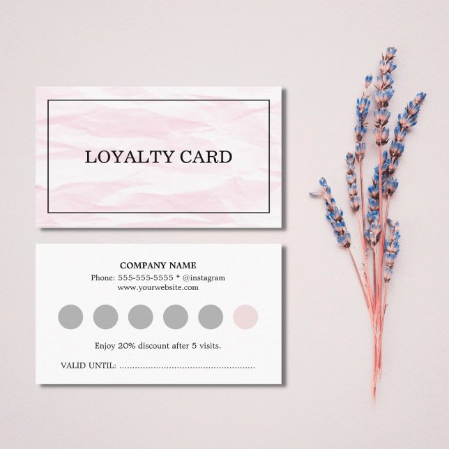 Modern Chic Texture Light Pink Grey Loyalty Card (Creator Uploaded)
