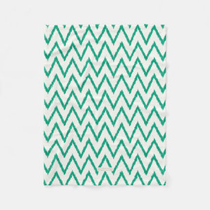 Modern chic textured green ikat chevron pattern fleece blanket