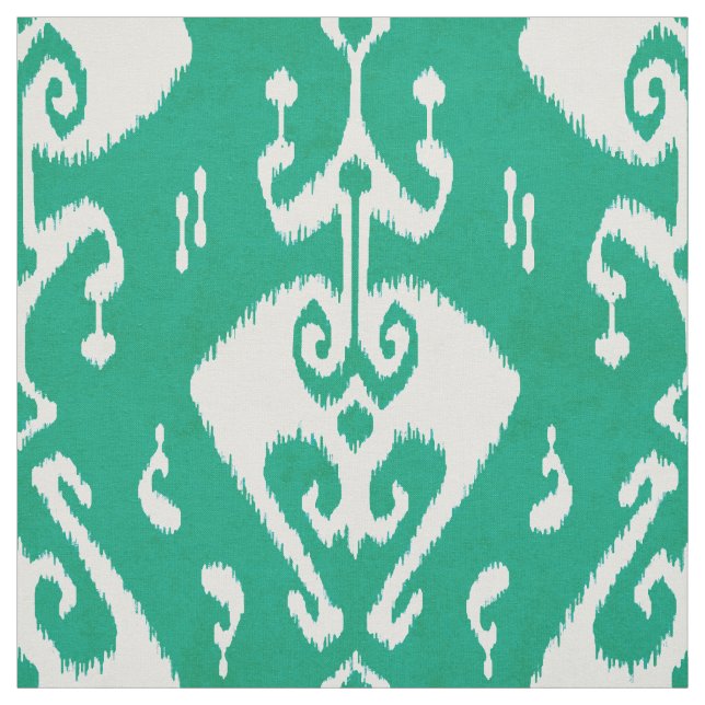 Modern chic textured green ikat tribal pattern fabric (Swatch)