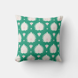 Modern chic textured green pink ikat pattern cushion