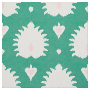 Modern chic textured green pink ikat pattern fabric