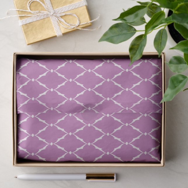 Modern chic textured purple ikat chevron pattern tissue paper (Gift)