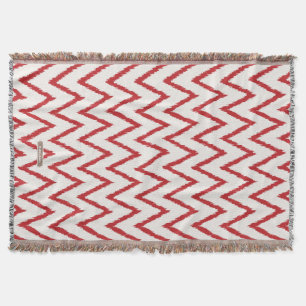 Modern chic textured red ikat chevron pattern throw blanket