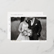 Modern Chic Thank You Card with Horizontal Photo