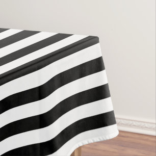 Modern Chic Trendy Black and White Stripes Pattern Tablecloth