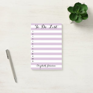 Modern Chic Trendy Purple Striped To Do List Home Post-it Notes