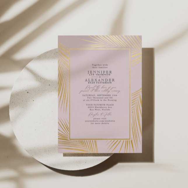 Modern Chic Tropical Beach Palm Wedding Blush Gold (Creator Uploaded)