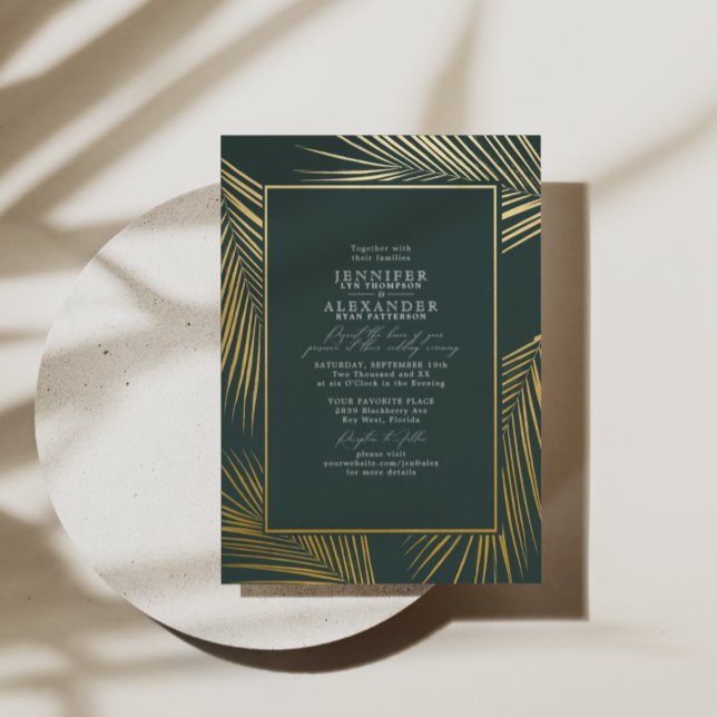 Modern Chic Tropical Beach Palm Wedding Gold Foil  (Creator Uploaded)