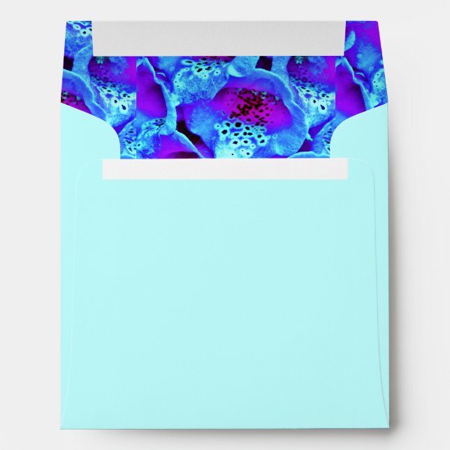 Modern Chic Turquoise Blue Flowers Nature  Envelope (Back (Bottom))