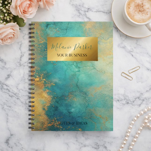 modern chic turquoise gold watercolor  notebook (Creator Uploaded)