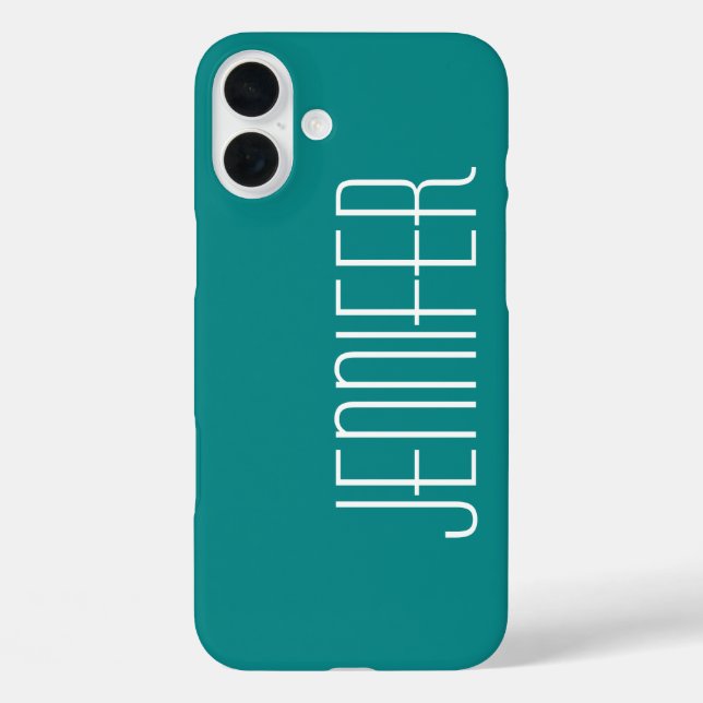 Modern Chic Turquoise Personalised Jumbo Name Case-Mate iPhone Case (Back)