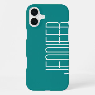 Modern Chic Turquoise Personalised Jumbo Name iPhone Case