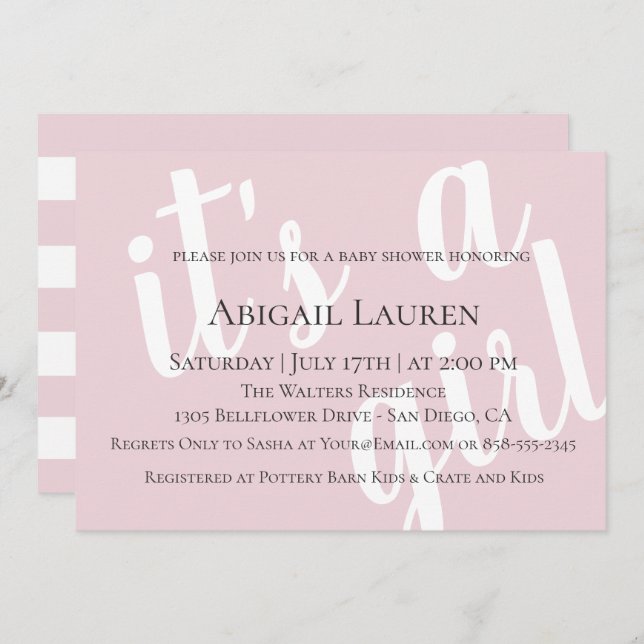Modern Chic Typography Baby Shower Invitation (Front/Back)