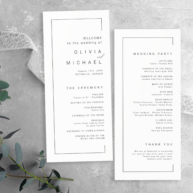 Modern chic typography minimalist wedding program (Modern chic typography minimalist wedding program)